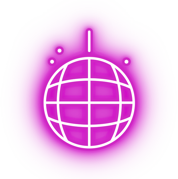 Neon pink disco ball icon